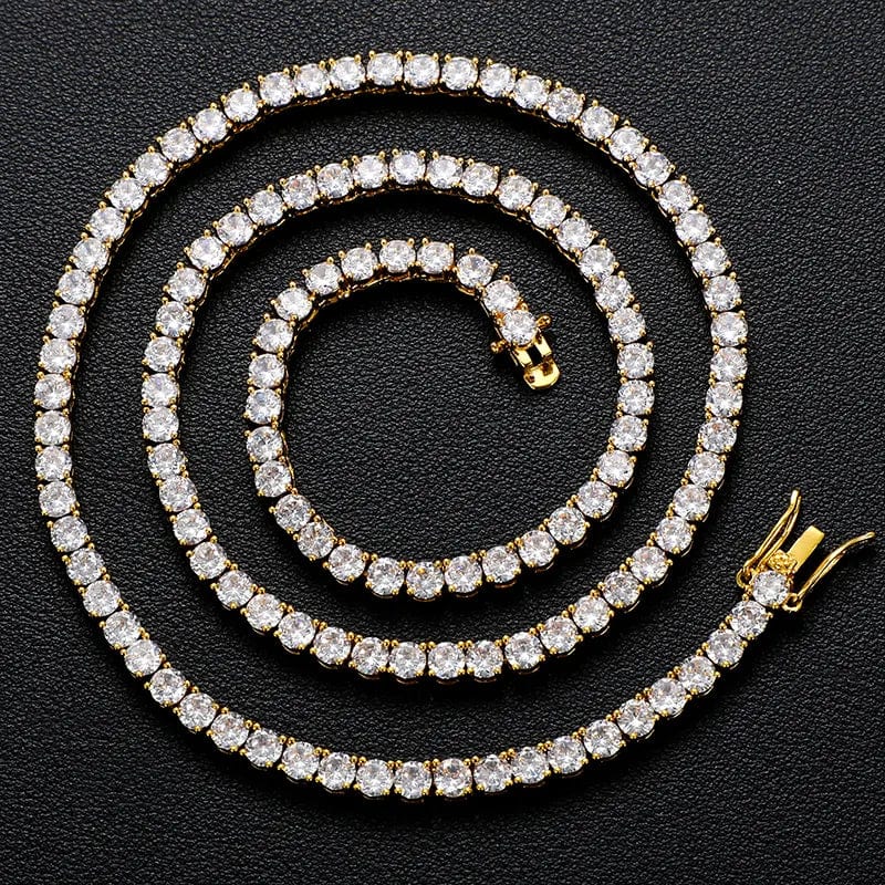 VVS Jewelry hip hop jewelry 16" / 5mm / Gold VVS Jewelry 925 Sterling Silver Moissanite Tennis Chain PASSES DIAMOND TEST US INVENTORY