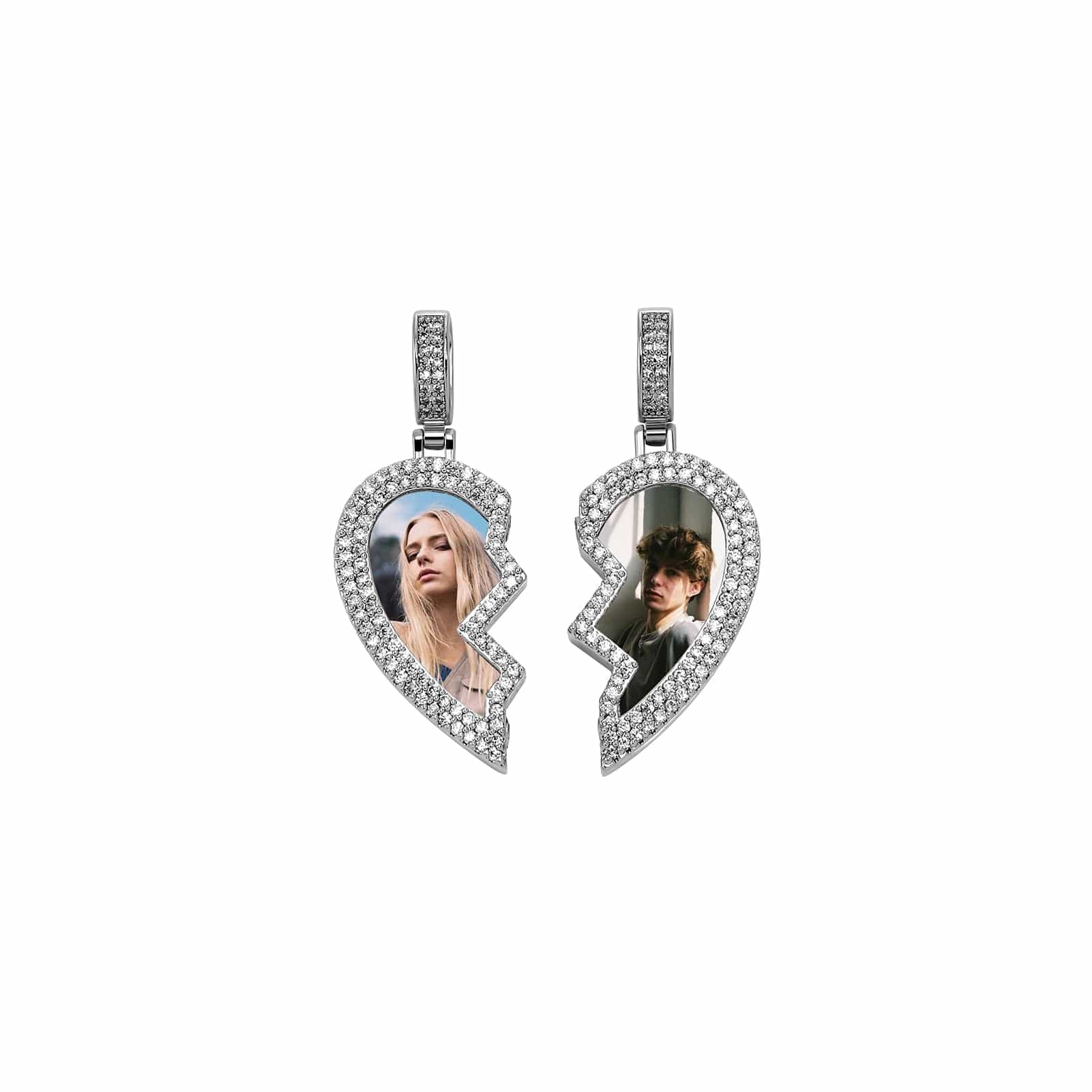 VVS Jewelry hip hop jewelry Couple Custom Heart Photo Pendant