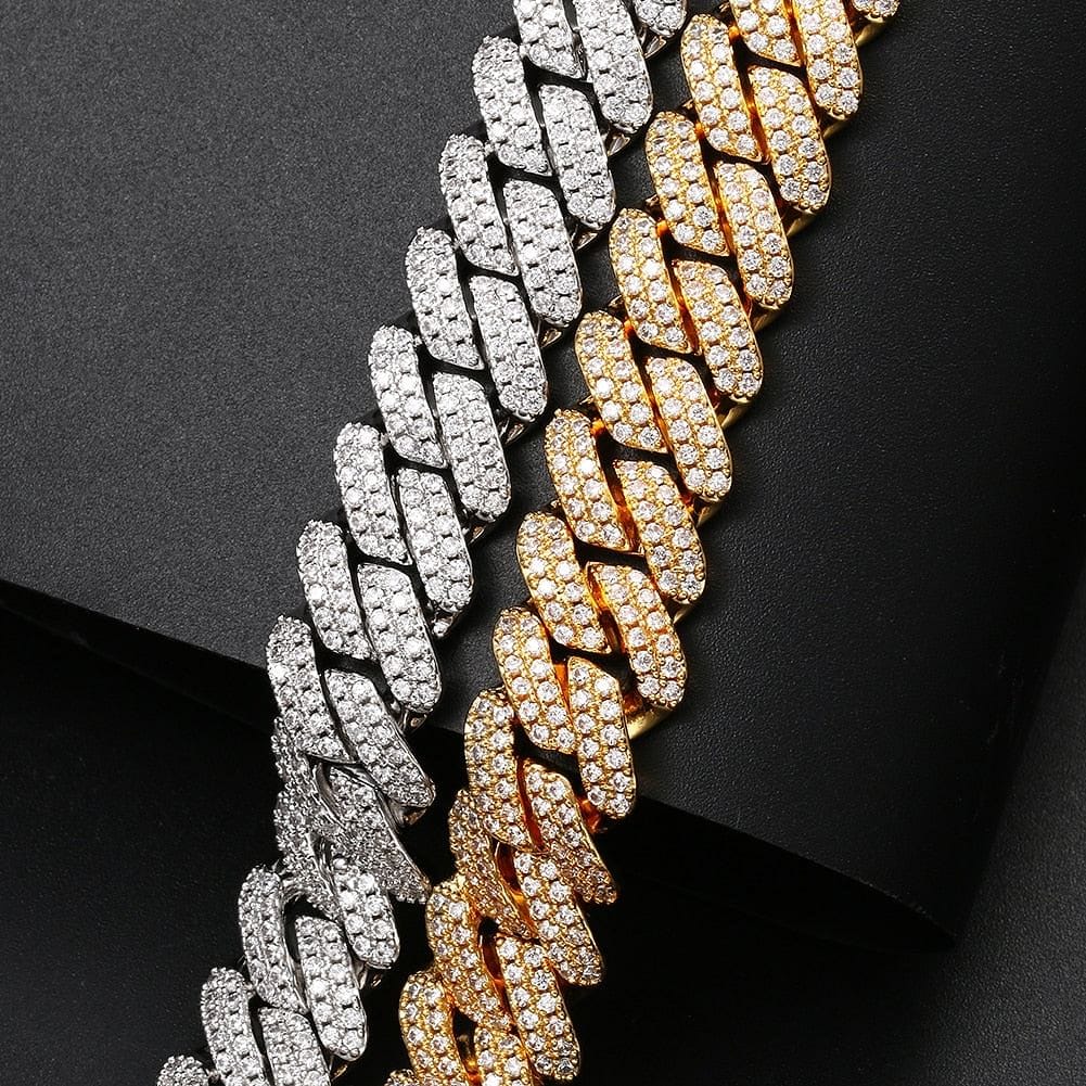 VVS Jewelry hip hop jewelry Fully Iced Miami Prong Cuban Bracelet + FREE Tenns Chain Bundle (AAA+ Quality)