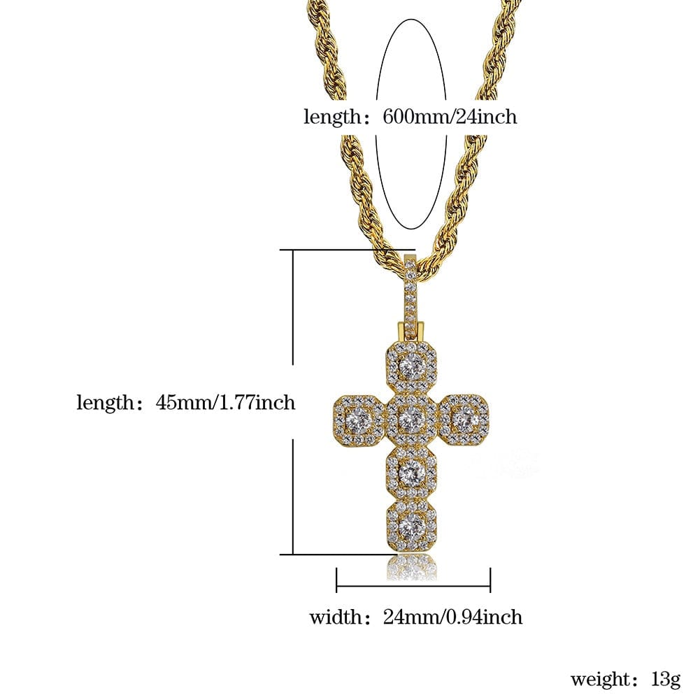 VVS Jewelry hip hop jewelry Gold/Silver Baguette Cross Pendant