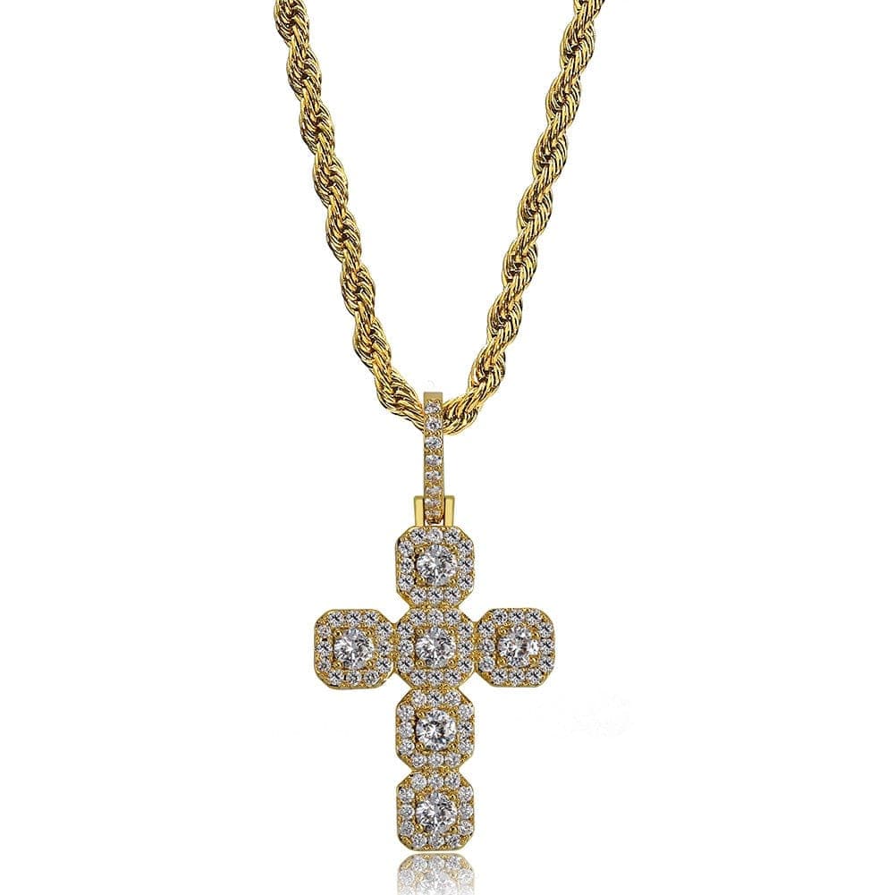 VVS Jewelry hip hop jewelry Gold/Silver Baguette Cross Pendant
