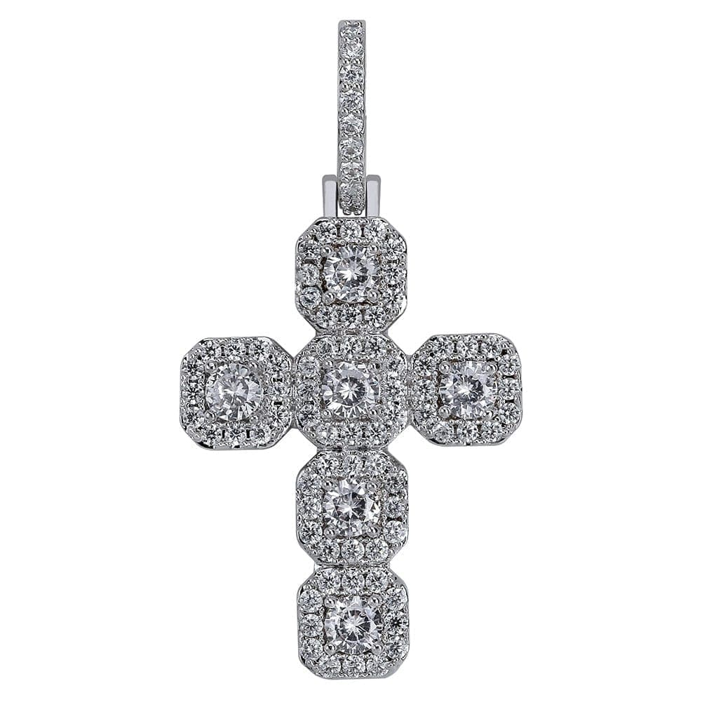 VVS Jewelry hip hop jewelry Gold/Silver Baguette Cross Pendant