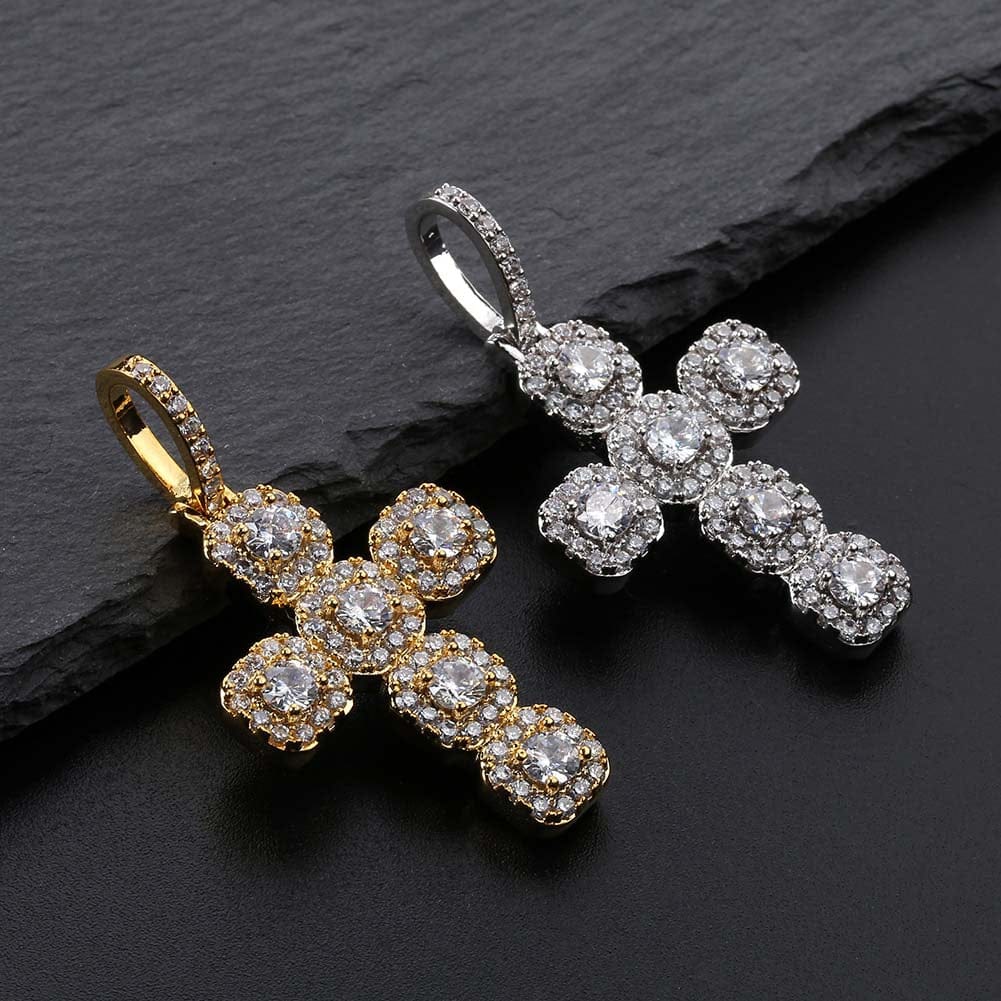 VVS Jewelry hip hop jewelry Gold/Silver Baguette Cross Pendant