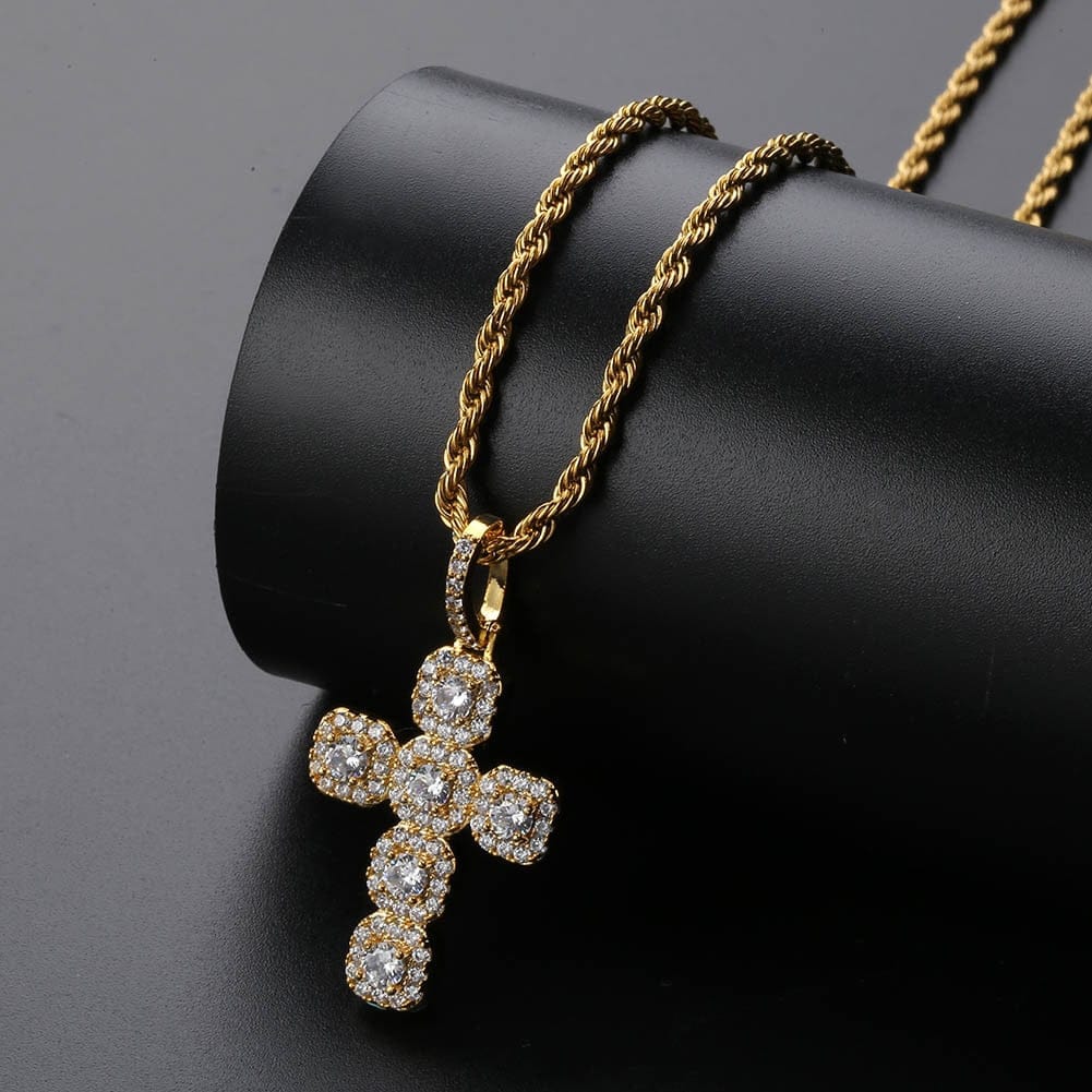 VVS Jewelry hip hop jewelry Gold/Silver Baguette Cross Pendant