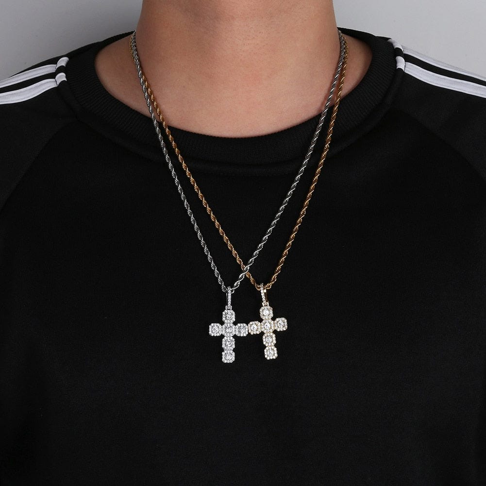 VVS Jewelry hip hop jewelry Gold/Silver Baguette Cross Pendant