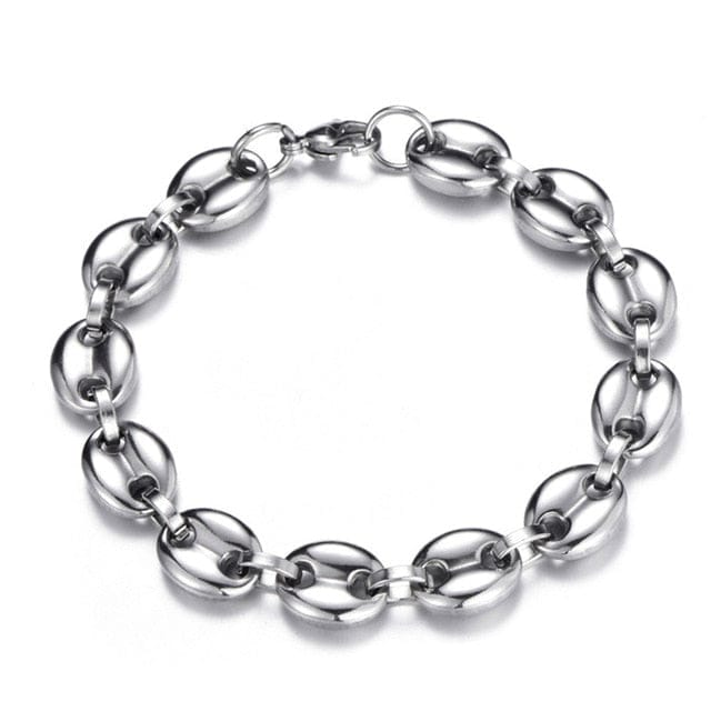 VVS Jewelry hip hop jewelry Gold/Silver Coffee Bean link chain + FREE Bracelet Bundle