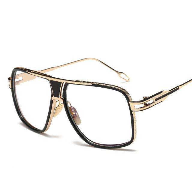 VVS Jewelry hip hop jewelry -GoldBlack-Transpa Swagger Square Sunglasses