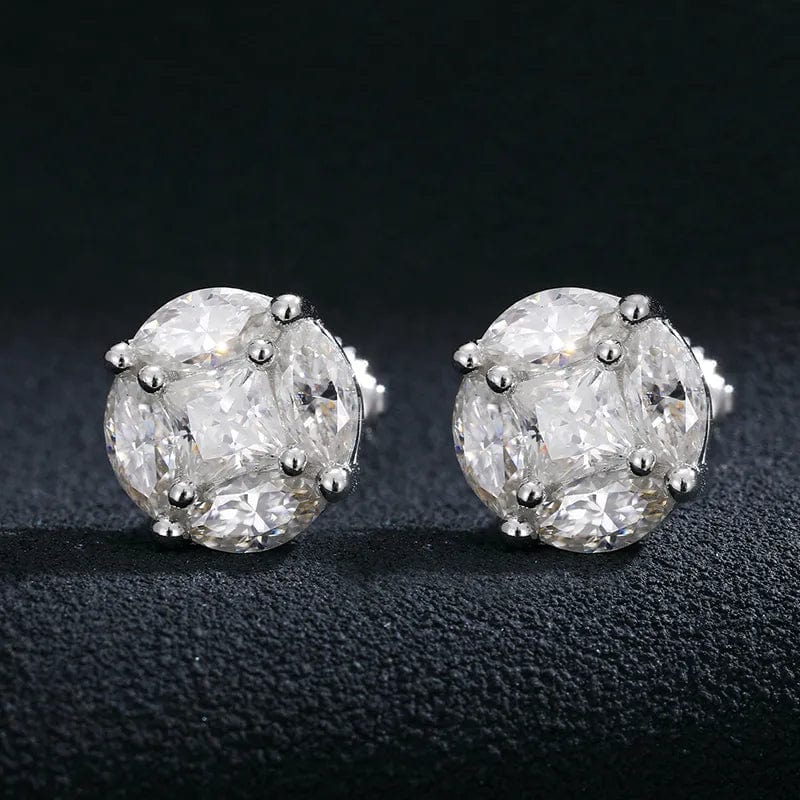 VVS Jewelry hip hop jewelry Silver 925 Sterling Silver Moissanite Asscher Cut Solitaire Stud Earrings