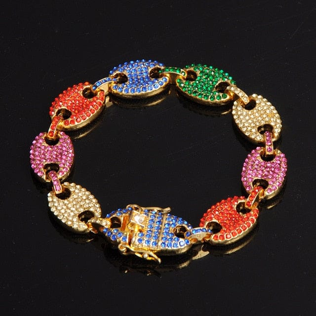 VVS Jewelry hip hop jewelry Swag Rainbow Coffee Bean Pig Nose Chain + FREE Bracelet