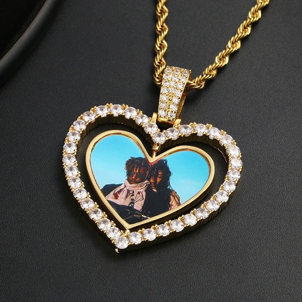 VVS Jewelry hip hop jewelry VVS Jewelry Custom Double-Sided Heart Photo Chain