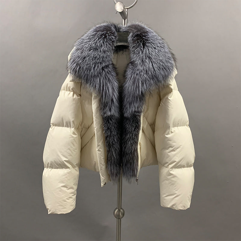 VVS Diana Real Fur-Trim Detachable Cropped Puffer Jacket