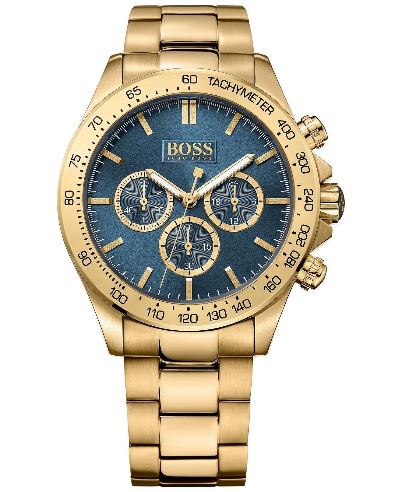 Montre chronographe Hugo Boss Ikon pour homme, cadran bleu doré