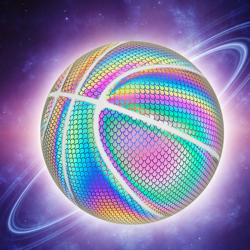 VVS Glow-in-the-Dark Holographic Basketball - Ultimate Night Play Sports Ball with Reflective Glow