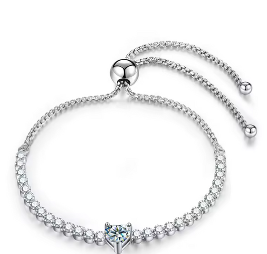 Mini 0.5CT 925 Sterling Silver Adjustable Moissanite Tennis Bracelet