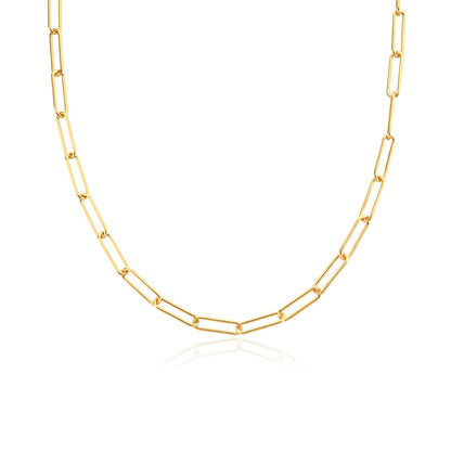 VVS Jewelry Paperclip Link Chain Necklace - .925 Sterling Silver & 18k Gold