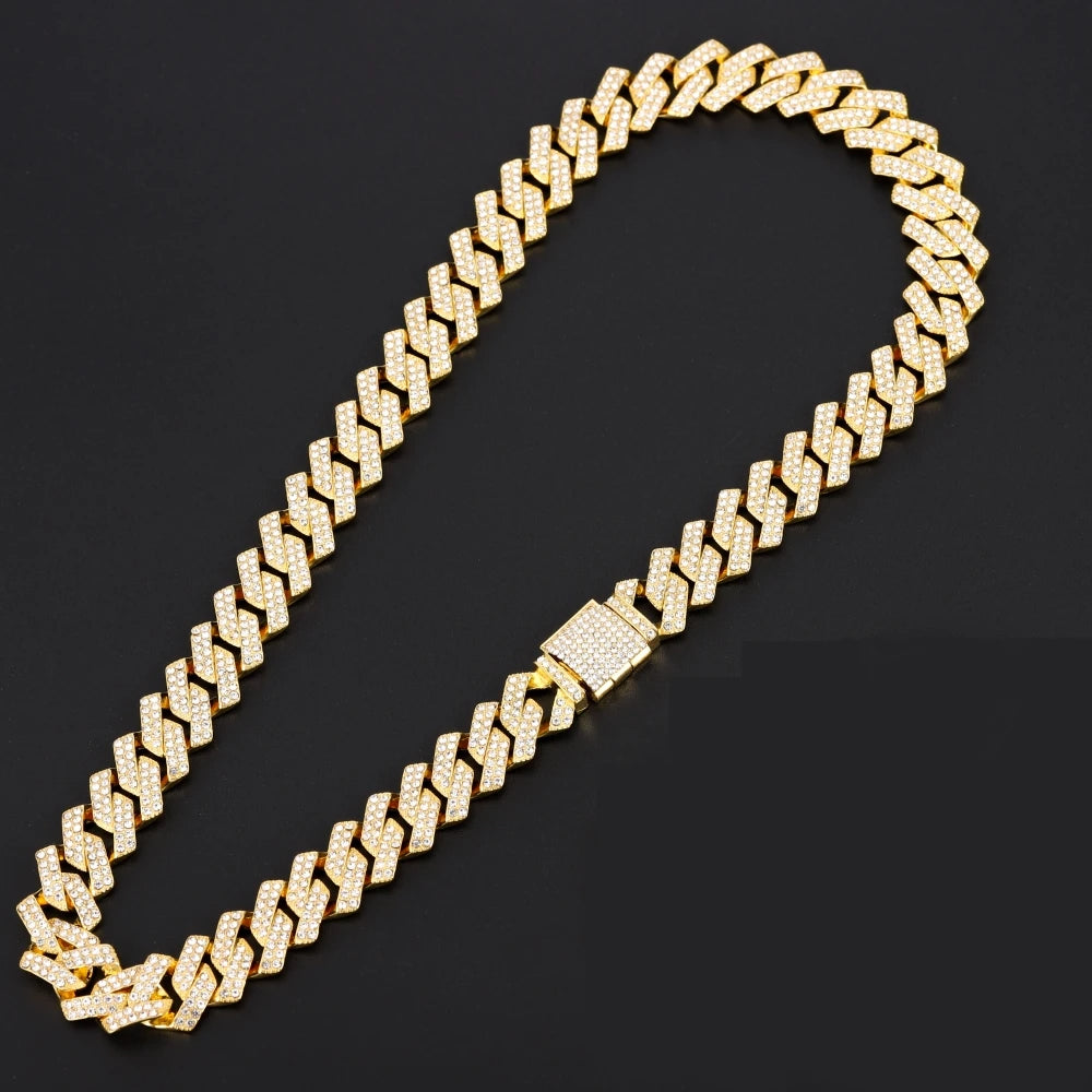 16mm Cuban Link Chain, Cross Watch & Bracelet Bundle Set