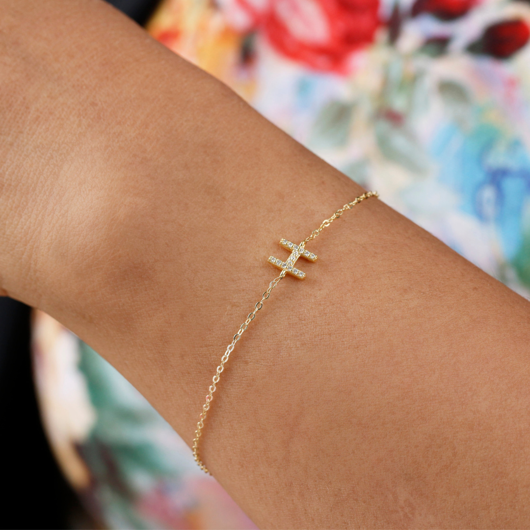 14K Solid Gold Custom Letter Initial Bracelet