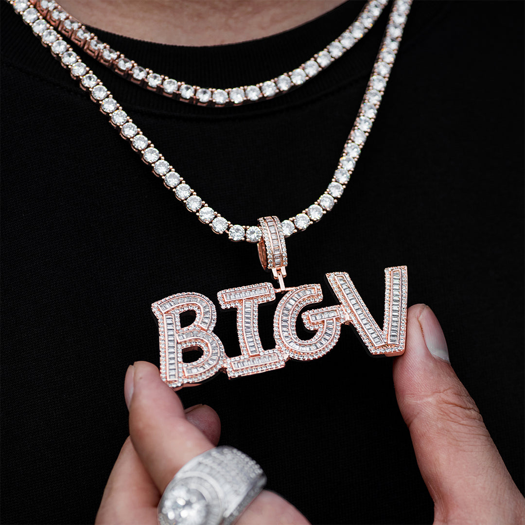 VVS Jewelry Baguette Collar con colgante de letra personalizada