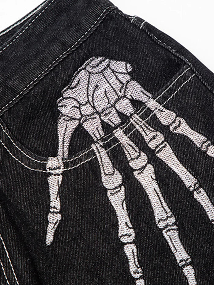 Jeans mit VVS-Totenkopf-Handprint