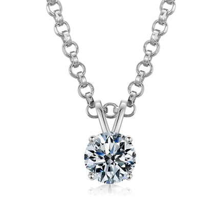 VVS 925 Sterling Silver Moissanite Solitaire Pendant Necklace