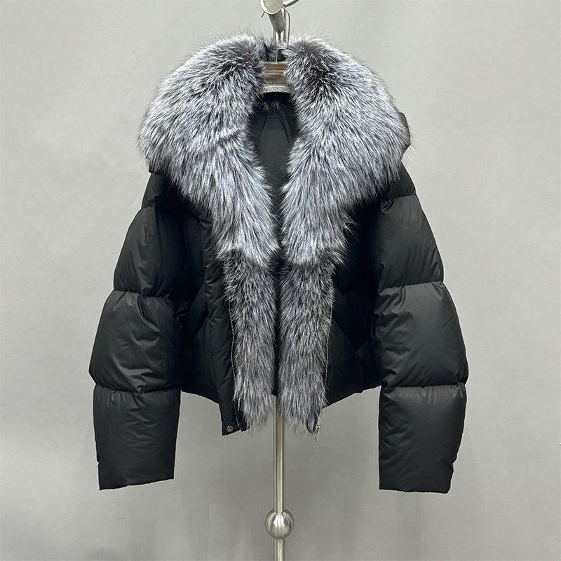 VVS Diana Real Fur-Trim Detachable Cropped Puffer Jacket