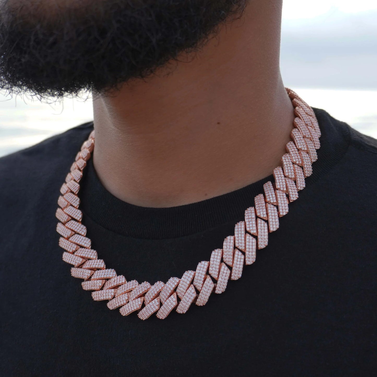 19MM Miami Prong Rose Gold Cubaanse ketting