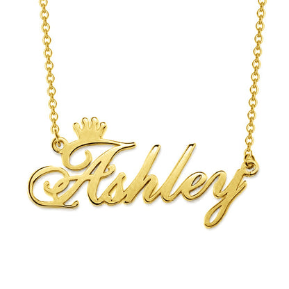 VVS Jewelry 14K Gold Custom Crown Name Necklace