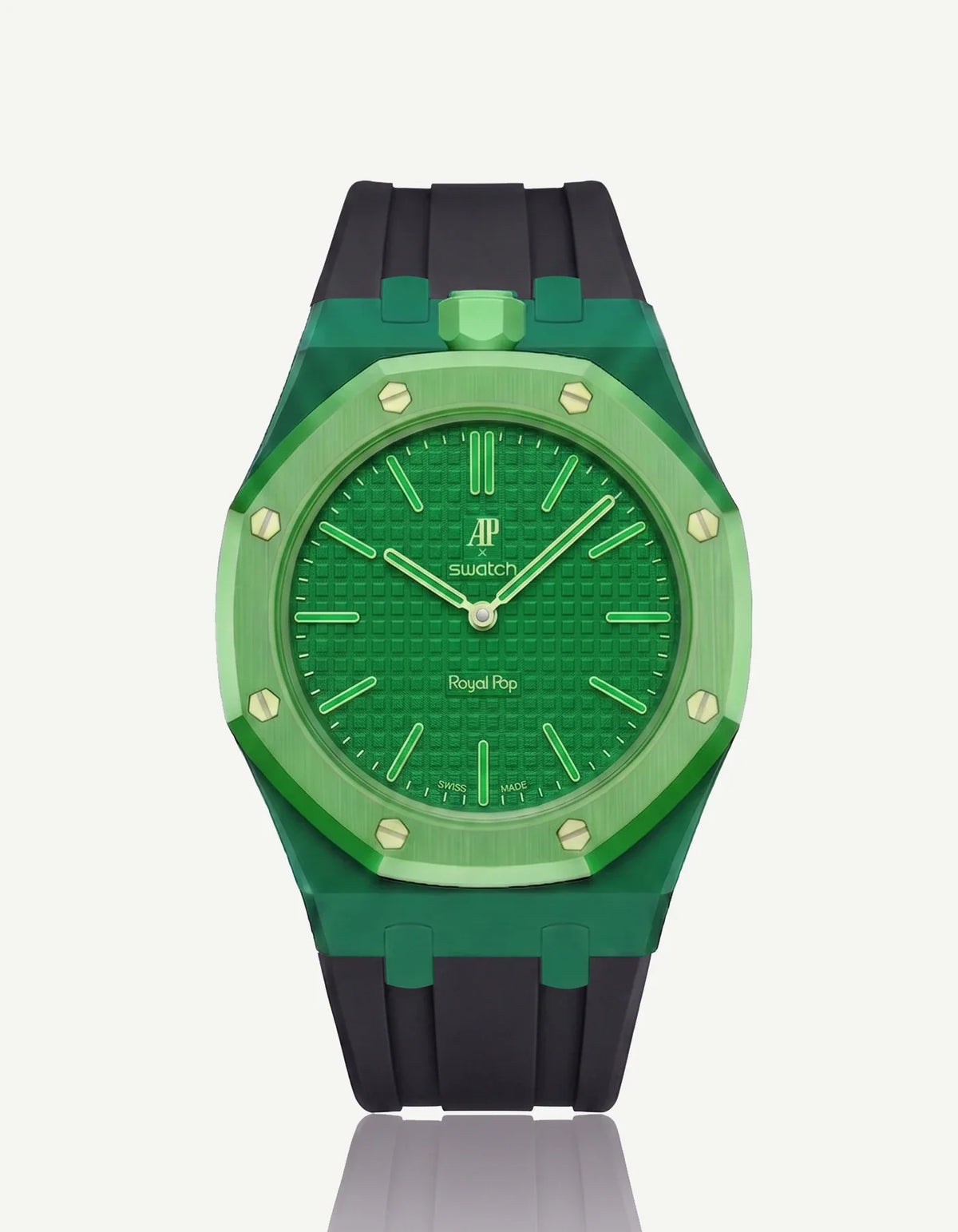 combo::green::rubber-strap-for-ap-x-swatch-royal-pop-black