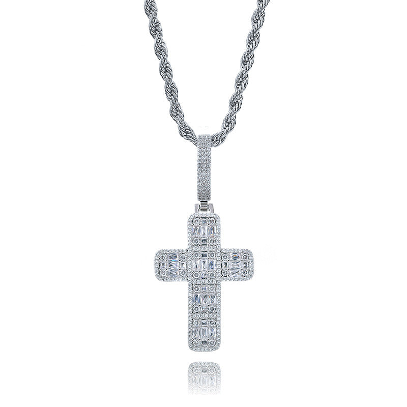 Diamond Baguette Cross Necklace