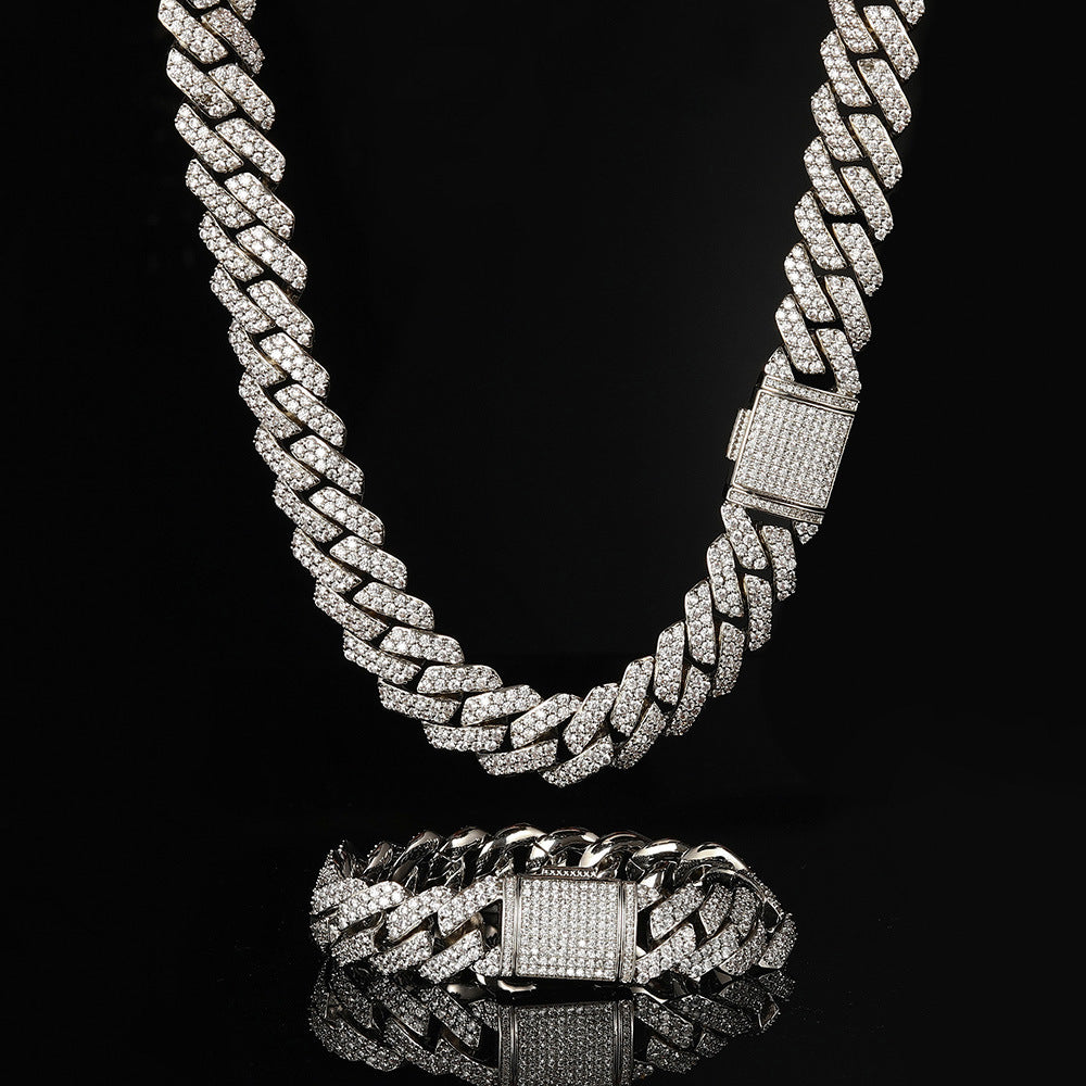 Diamond Prong 14MM Cuban Chain & FREE Bracelet Bundle