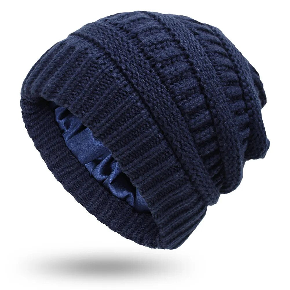 Winter Knit Satin Lined Beanies