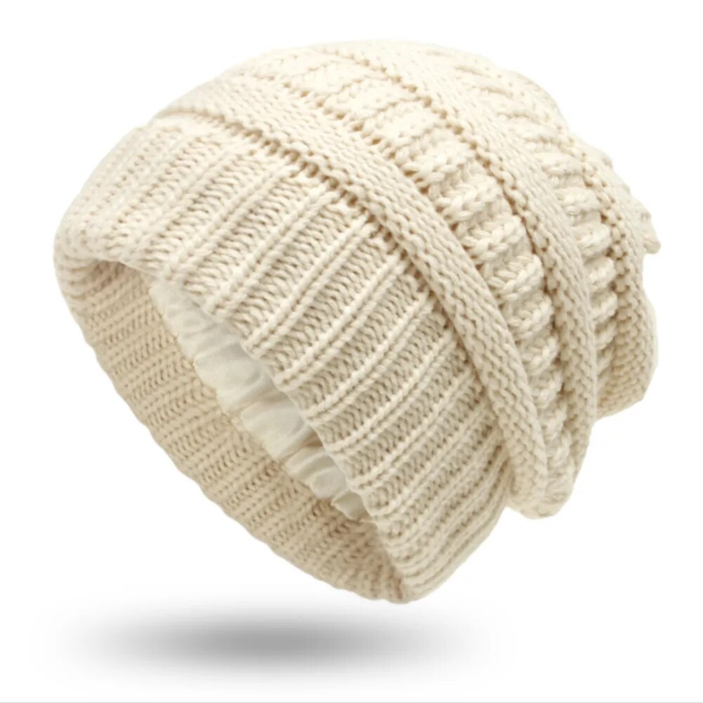 Winter Knit Satin Lined Beanies