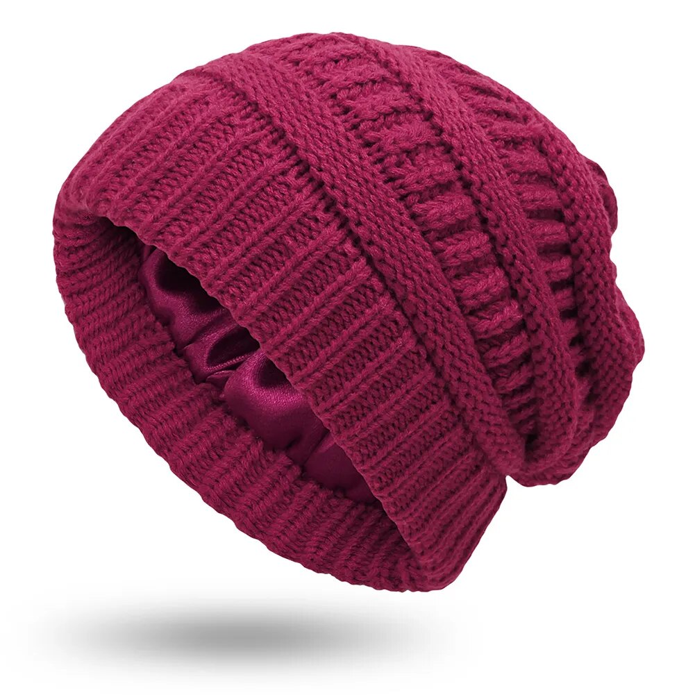 Winter Knit Satin Lined Beanies