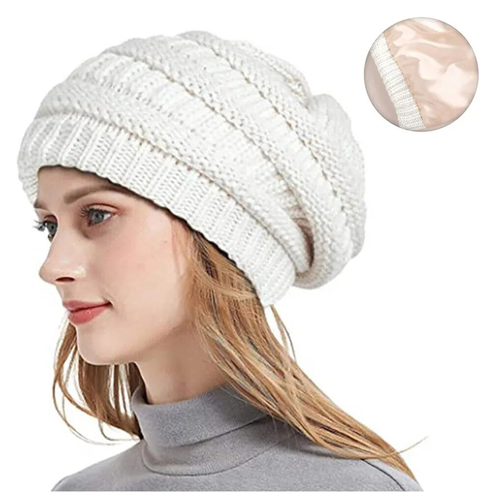 Winter Knit Satin Lined Beanies