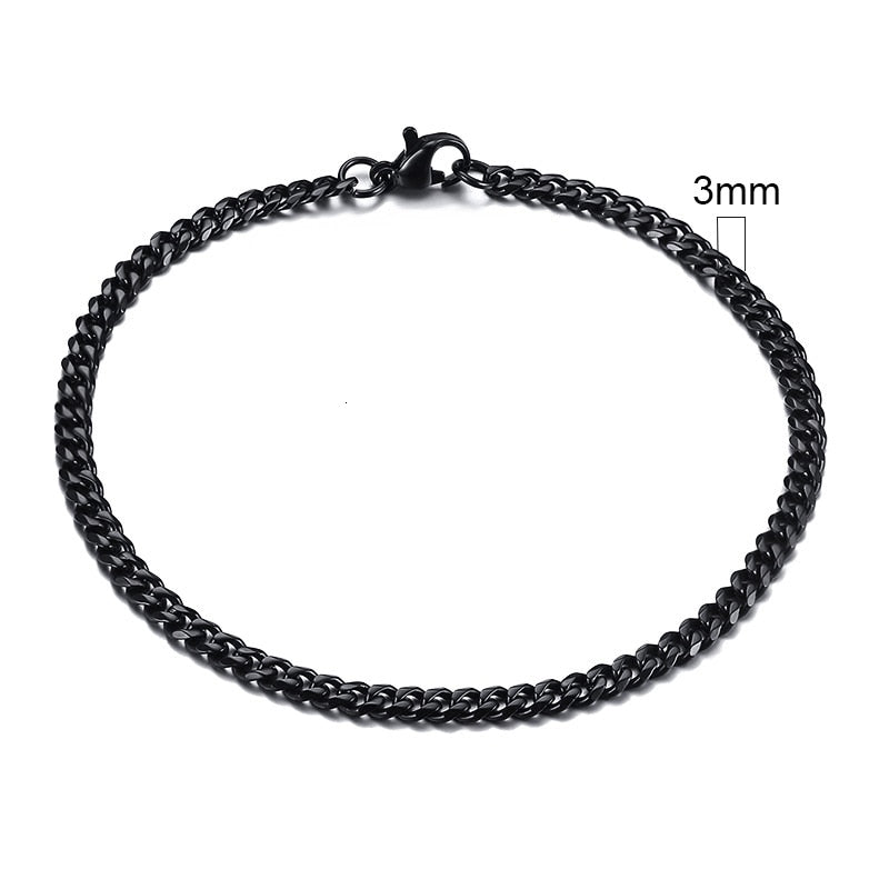 VVS Jewelry 3mm Men's Minimal Curb Cuban Bracelet