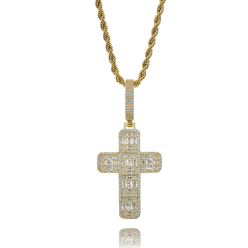 Diamond Baguette Cross Necklace