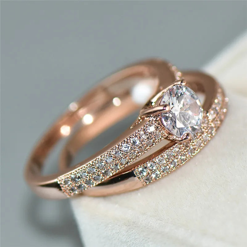 Double Band 925 Sterling Silver Rose Gold Travel Ring