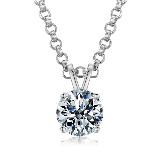 VVS 925 Sterling Silver Moissanite Solitaire Pendant Necklace