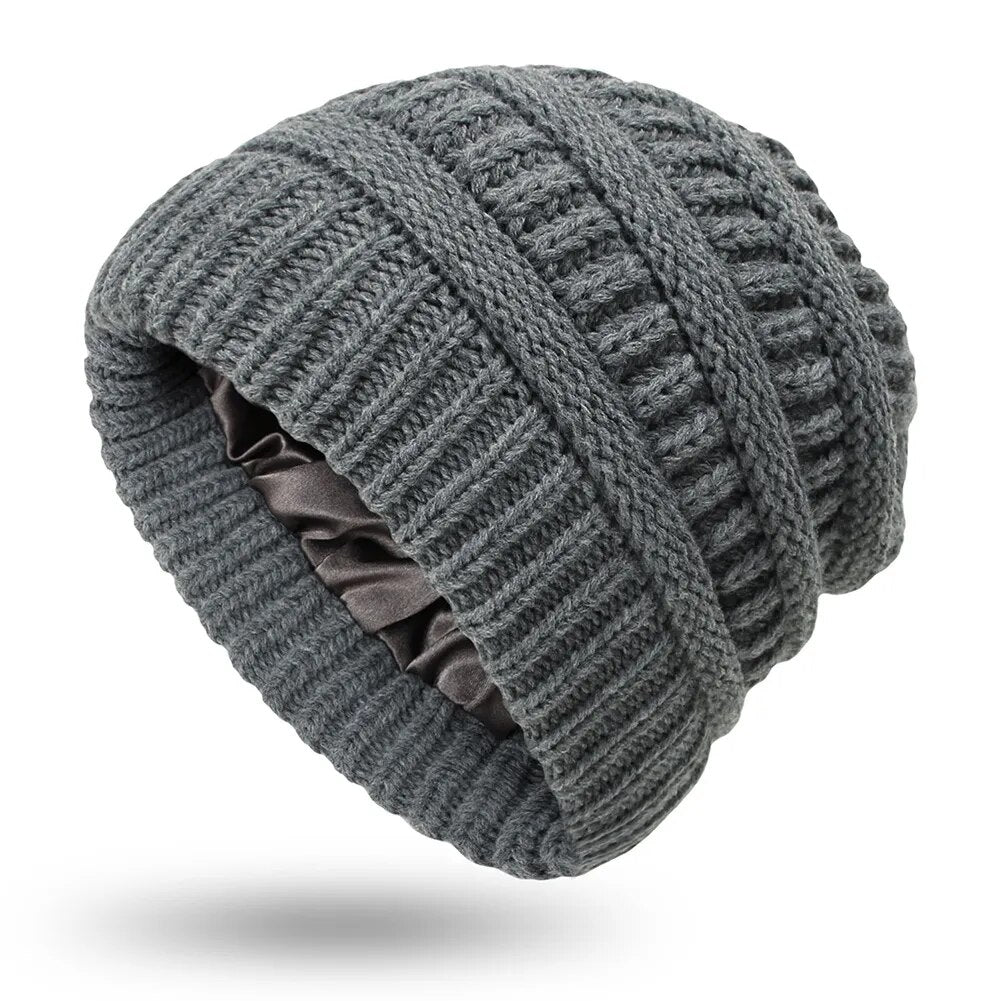 Winter Knit Satin Lined Beanies