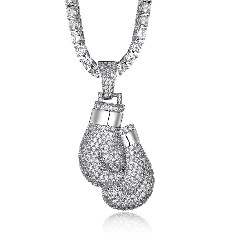 Boxing Gloves Pendant Tennis Chain Necklace