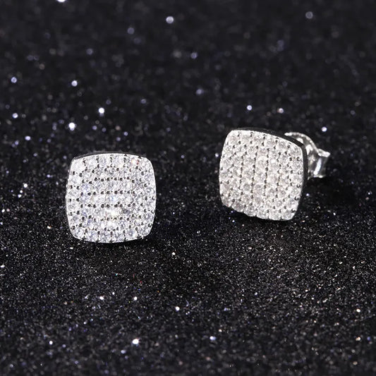 Squared Up 925 Sterling Silver Moissanite Stud Earrings