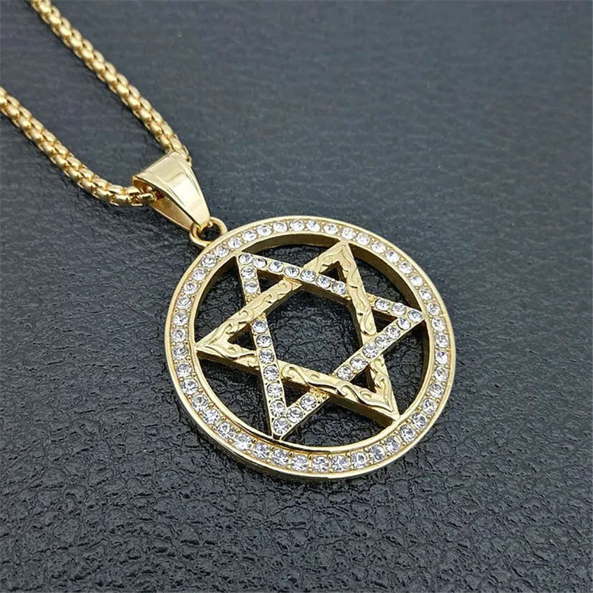 Icy Star of David Pendant Necklace