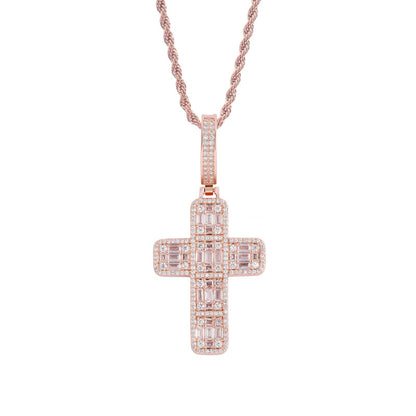 Diamond Baguette Cross Necklace