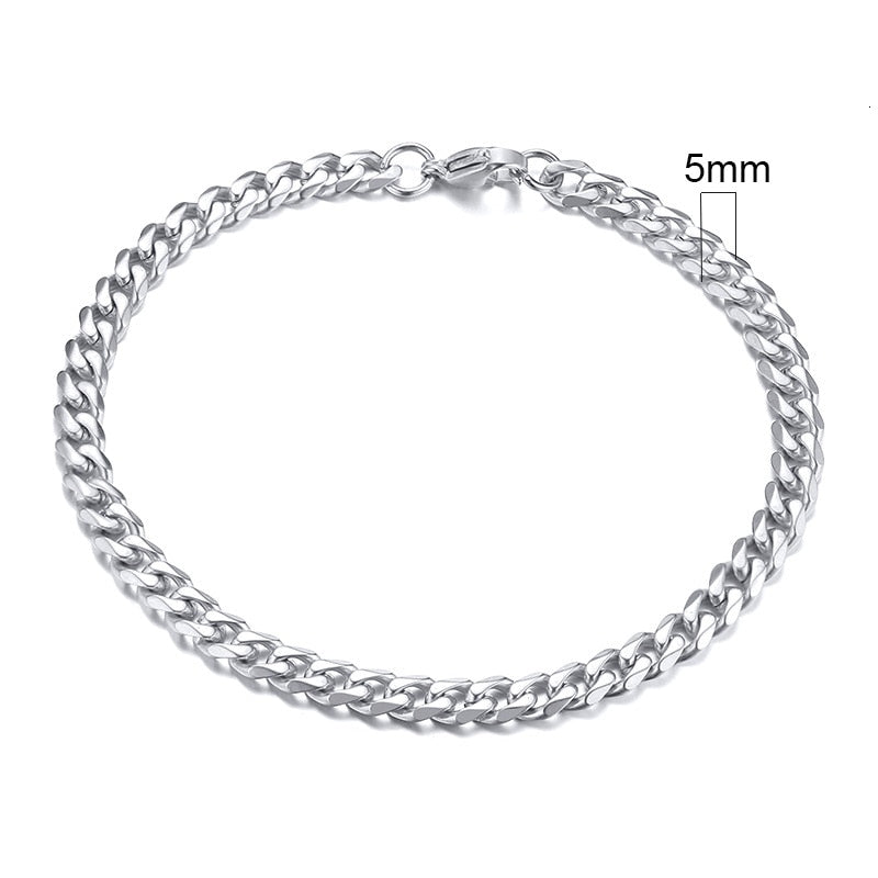 VVS Jewelry 3mm Men's Minimal Curb Cuban Bracelet