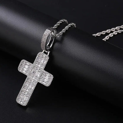 Diamond Baguette Cross Necklace