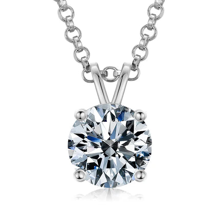 VVS 925 Sterling Silver Moissanite Solitaire Pendant Necklace