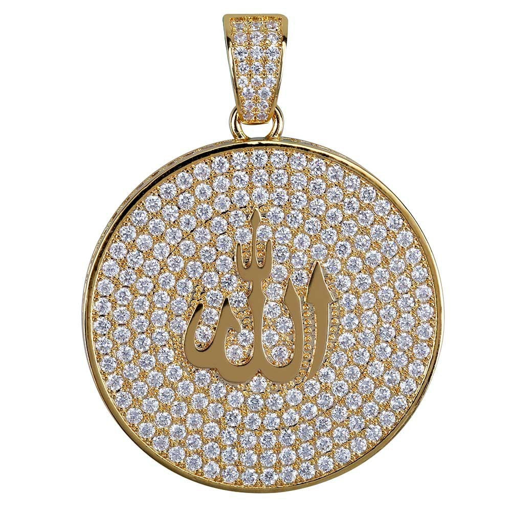 Iced Out Round Allah Necklace