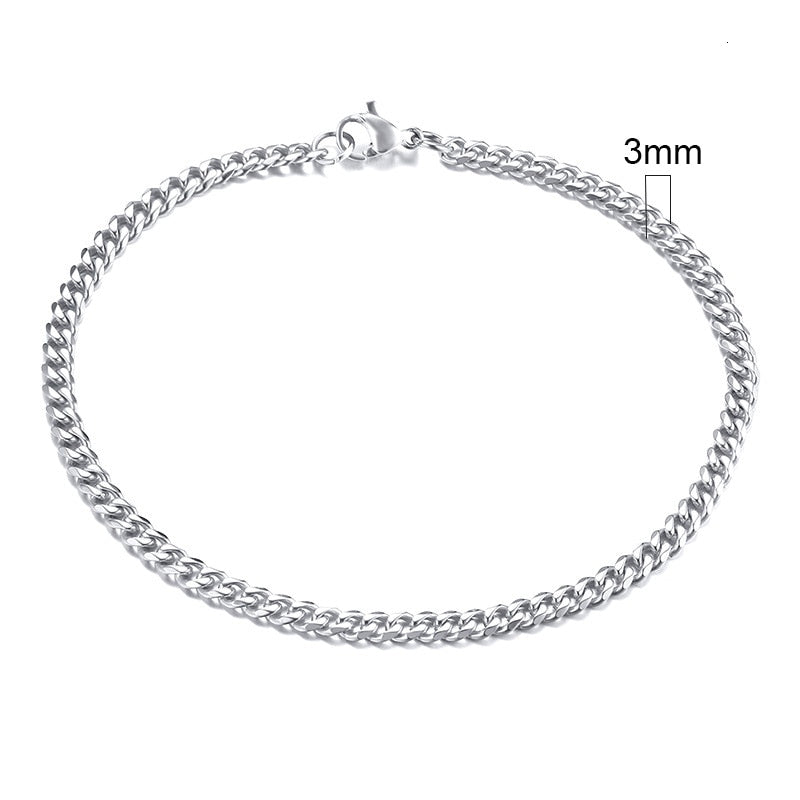 VVS Jewelry 3mm Men's Minimal Curb Cuban Bracelet