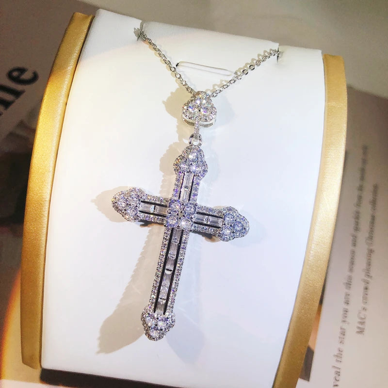 VVS Jewelry 925 Sterling Silver Cross Pendant Necklace