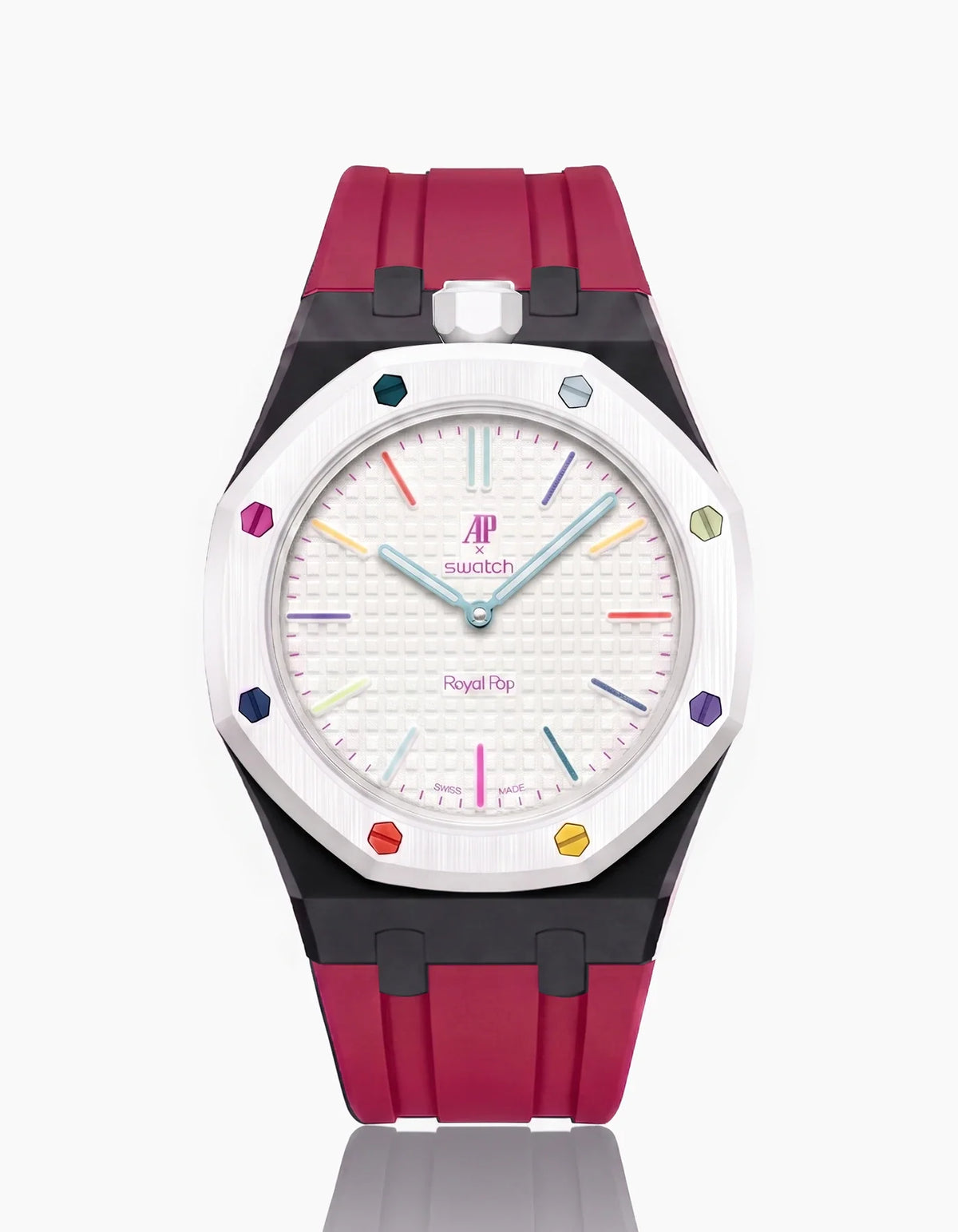 combo::black::rubber-strap-for-ap-x-swatch-royal-pop-dark-pink